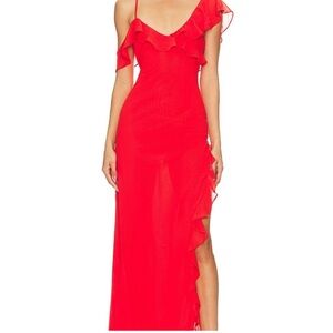 Elegant Red One Shoulder Dress